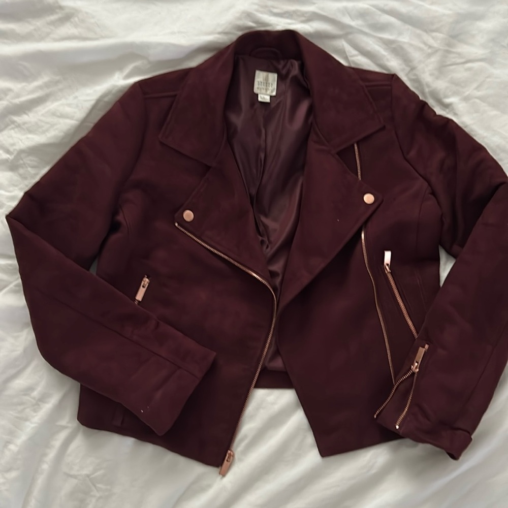 LC Women’s Moto Jacket Suede Burgandy